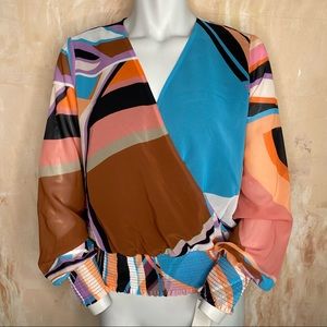 Medium Bar III Sunset Wave Surplice Neckline Blouse